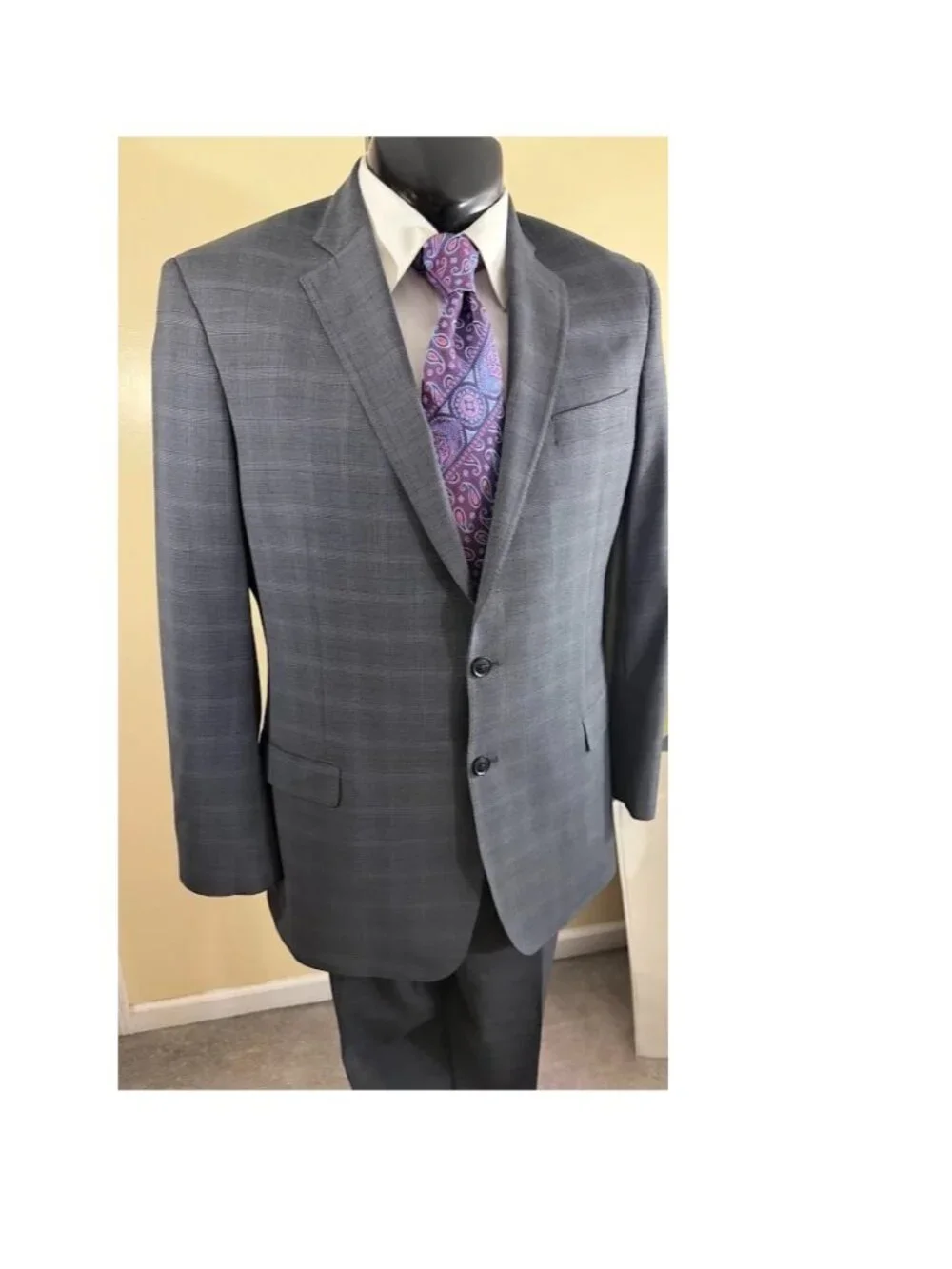 Brooks Brothers 346 Mens 43RG Gray Plaid Wool Blend 2 Piece Suit Fitzgerald Fit
